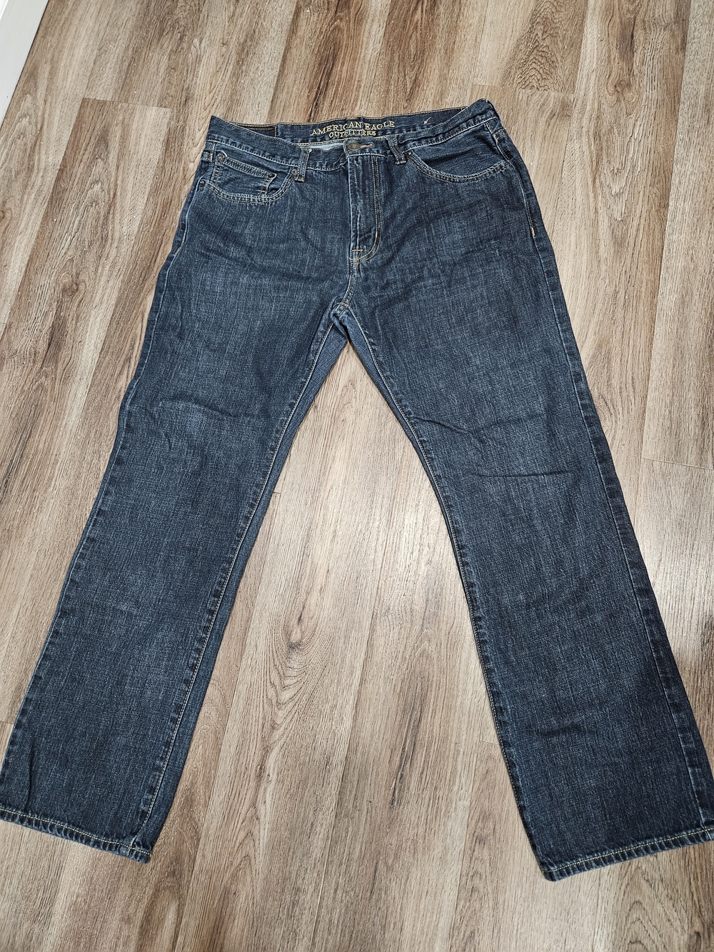American Eagle Outfitters Dark Blue Straight-Leg Jeans - Men's